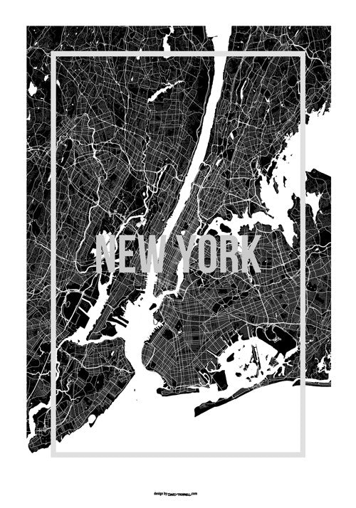 New York Map Frame Poster